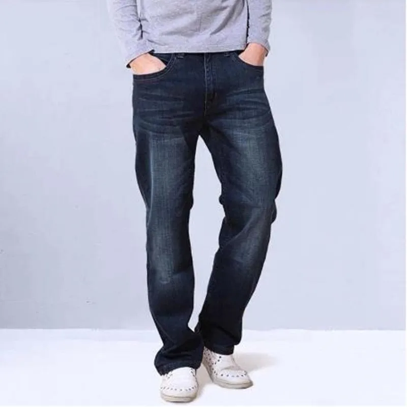 Men's Leisure Style Cotton Long Loose Straight Jeans Trousers