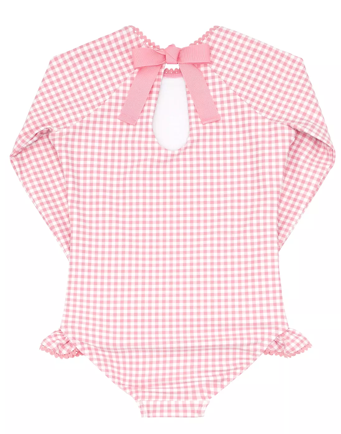 Minnow - Girls Guava Gingham Rashguard One piece