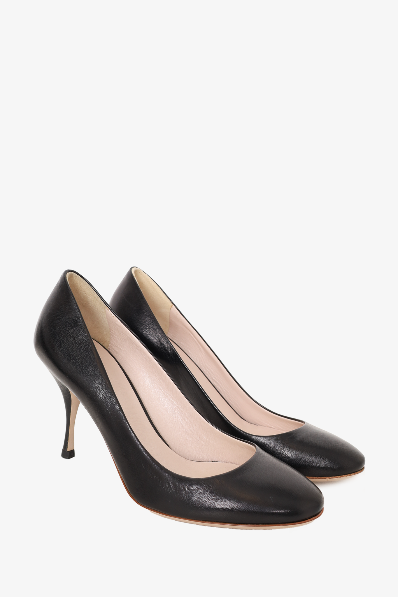 Miu Miu Black Leather Round Toe Pumps Size 35