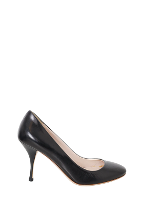 Miu Miu Black Leather Round Toe Pumps Size 35