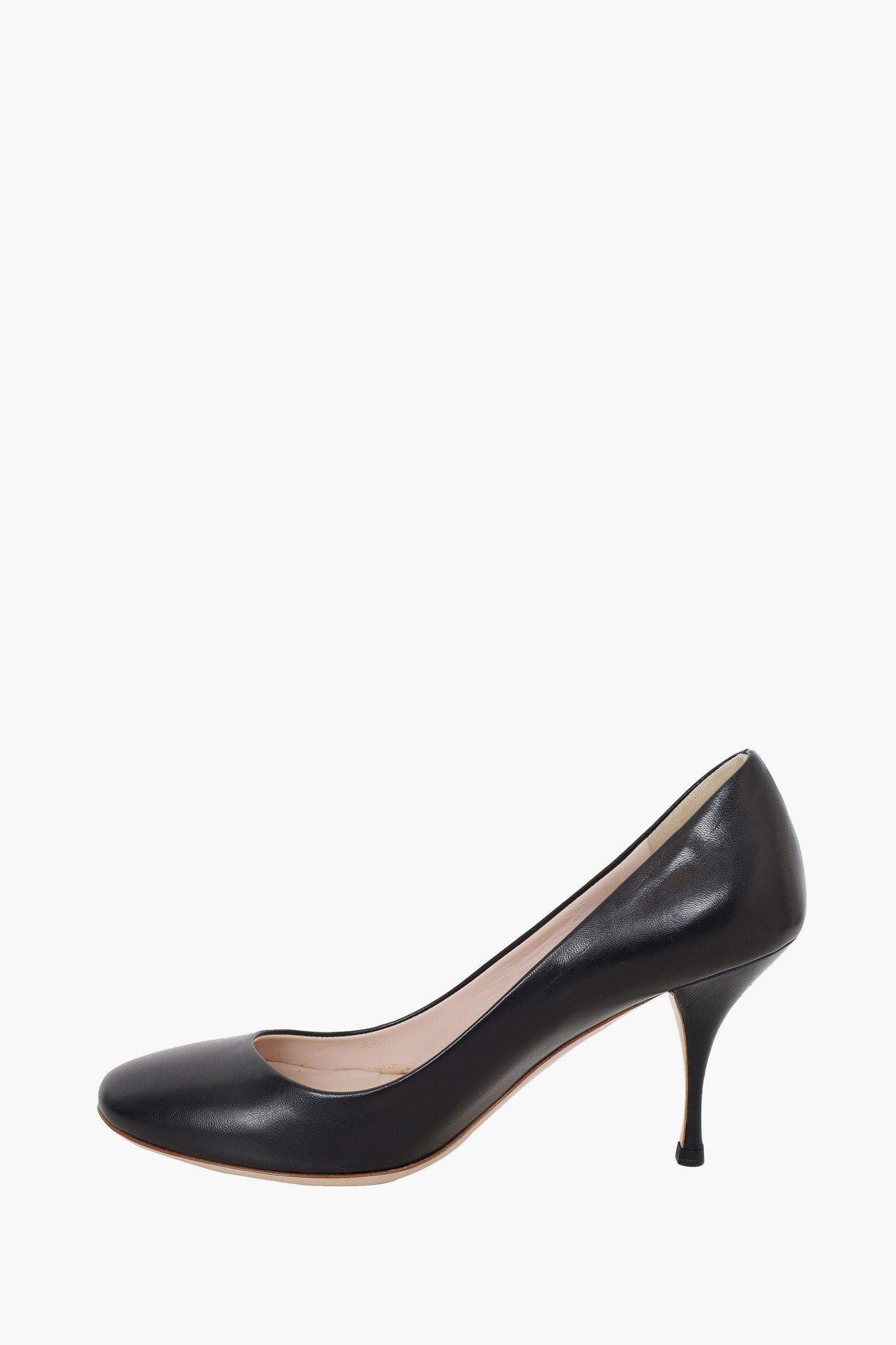 Miu Miu Black Leather Round Toe Pumps Size 35