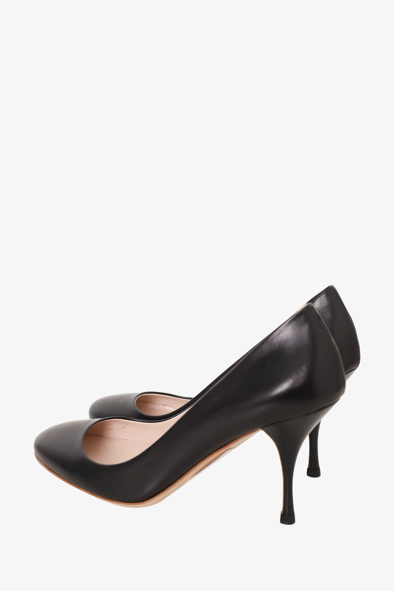 Miu Miu Black Leather Round Toe Pumps Size 35