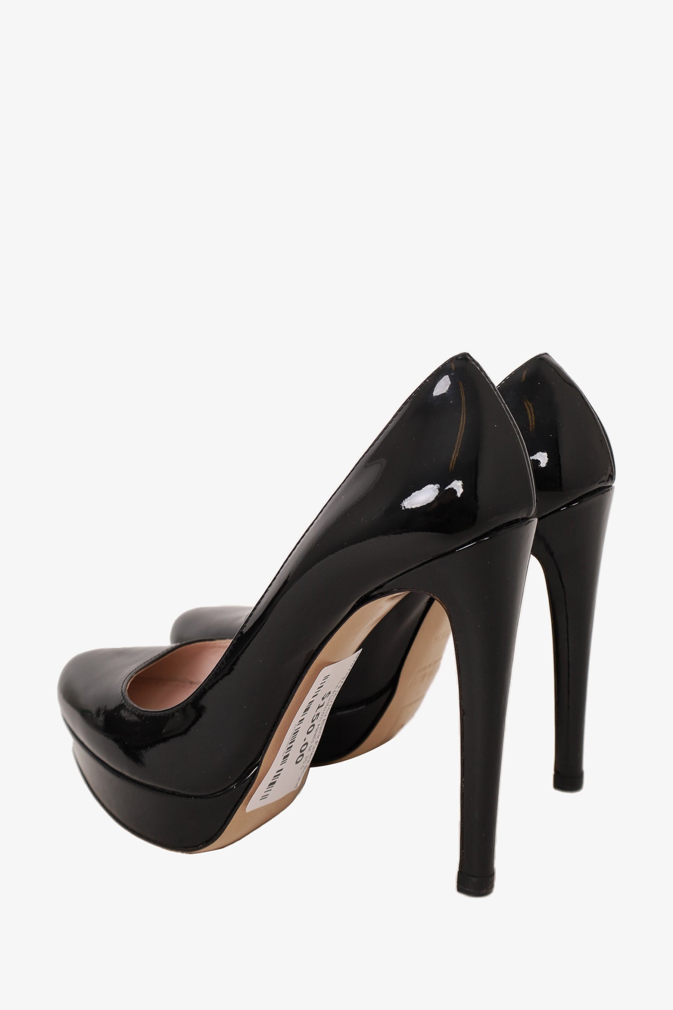 Miu Miu Black Patent Round Toe Platform Heels Size 35.5