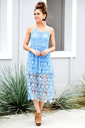 My Heart Will Sing Light Blue Midi Dress