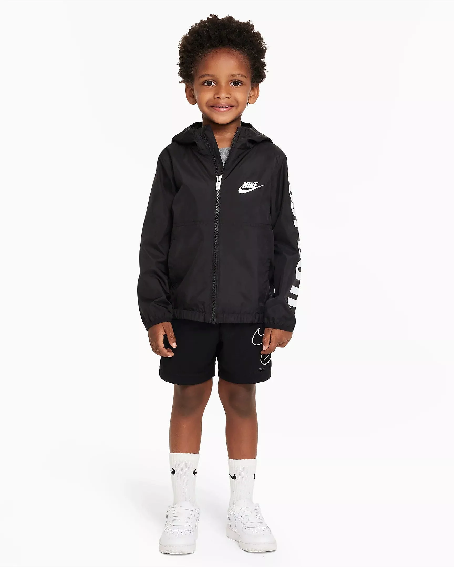 NIKE JUNIOR JUST DO IT BLACK WINDBREAKER JACKET