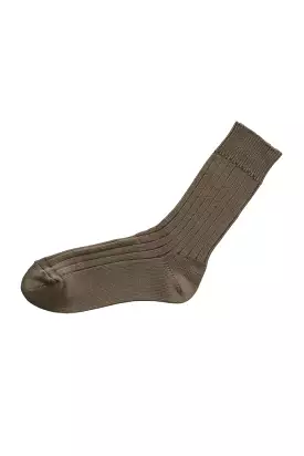 Nishiguchi Kutsushita - Praha Egyptian Cotton Ribbed Sock - Chocolate Milk