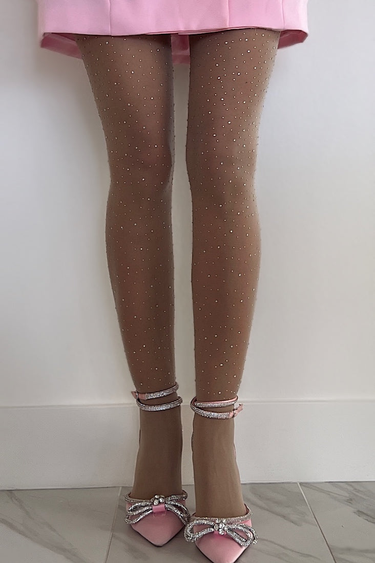 Nude Sheer Rhinestone Tights