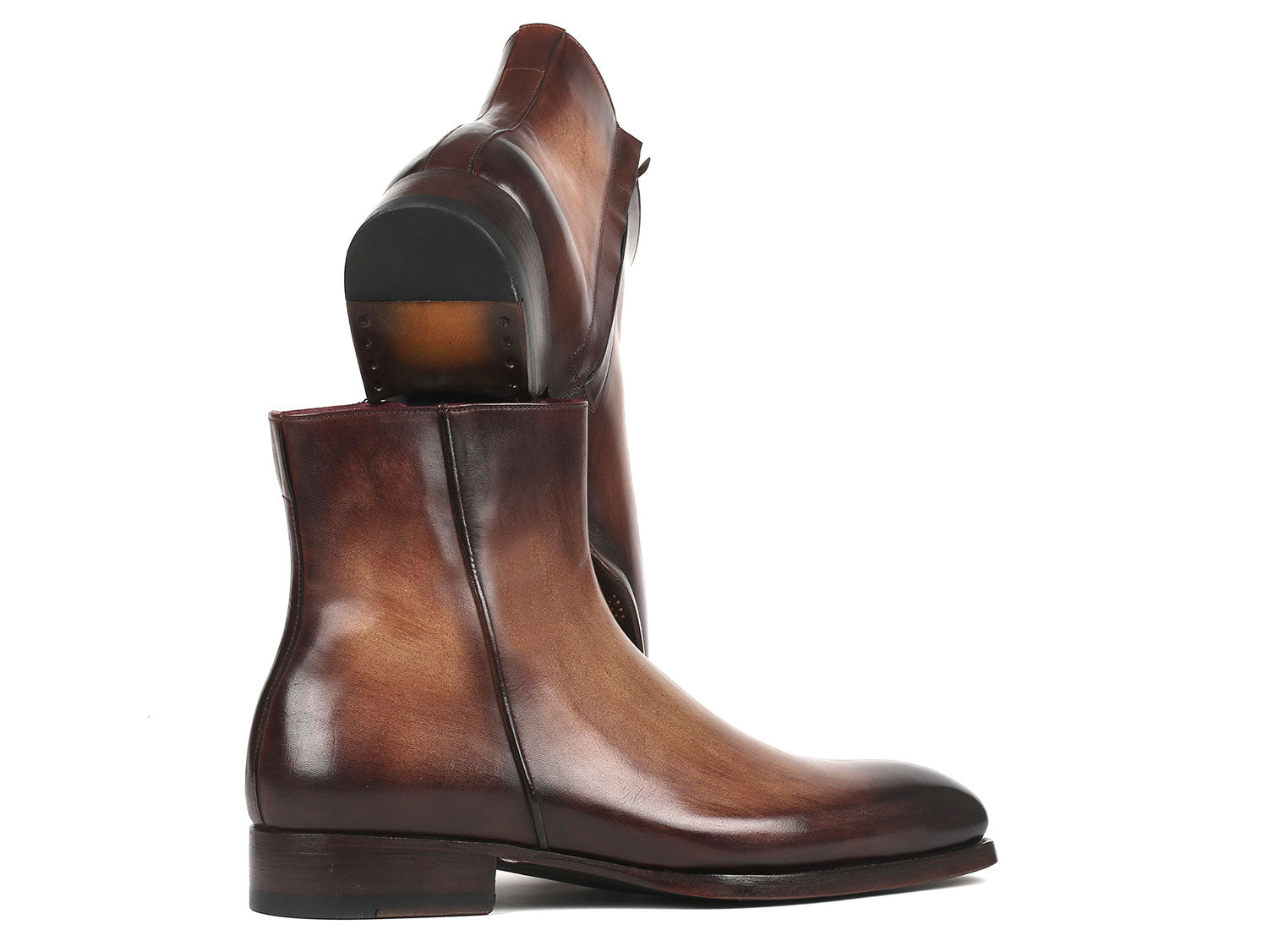 Paul Parkman Brown Burnished Side Zipper Boots Goodyear Welted - BT3955-BRW