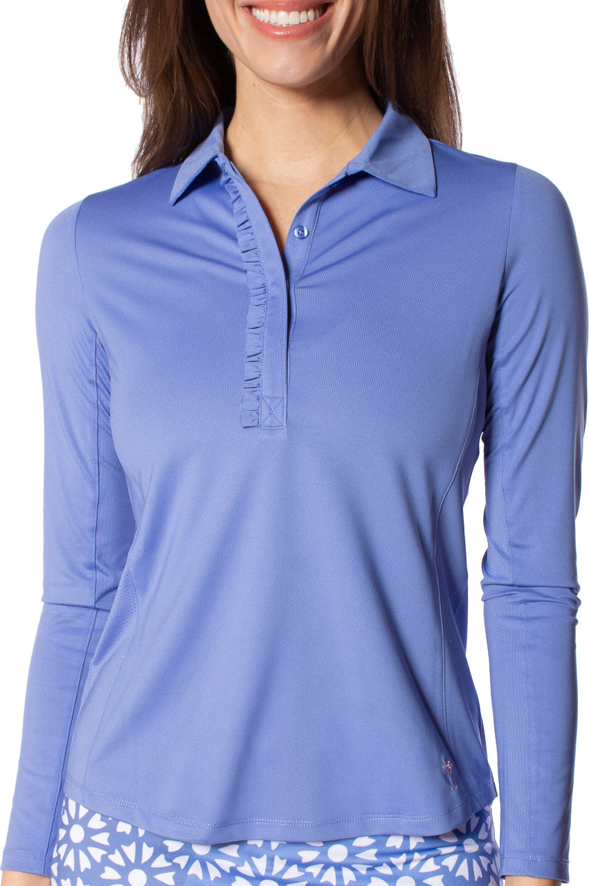 Periwinkle Long Sleeve Ruffle Polo