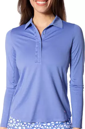 Periwinkle Long Sleeve Ruffle Polo