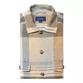 Plaid Linen Twill Overshirt