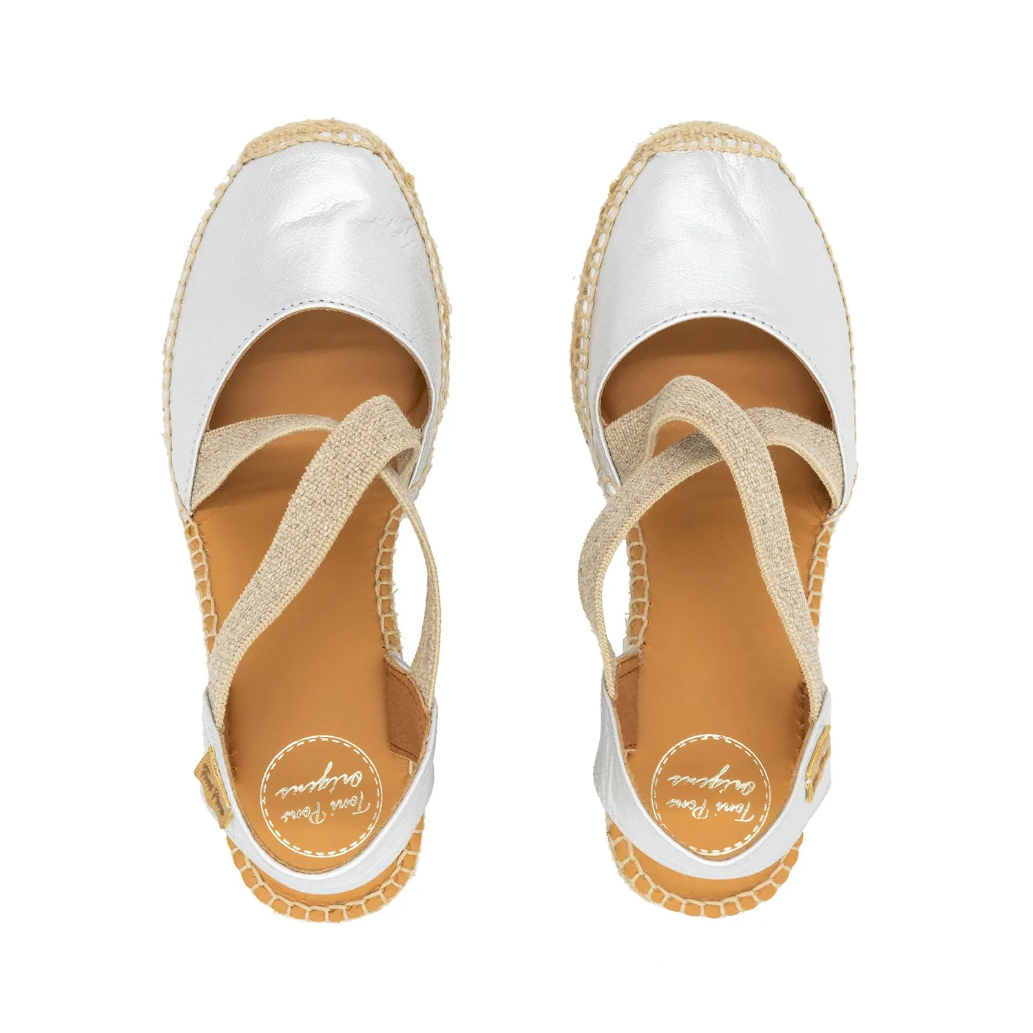 Plain Leather Wedge Espadrille for Women - Saba-P