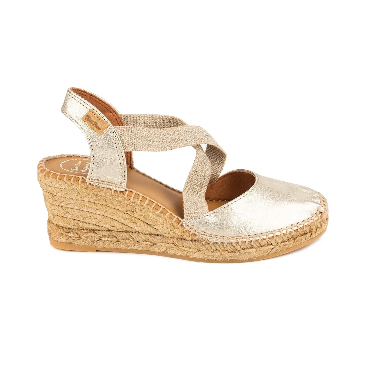 Plain Leather Wedge Espadrille for Women - Saba-P