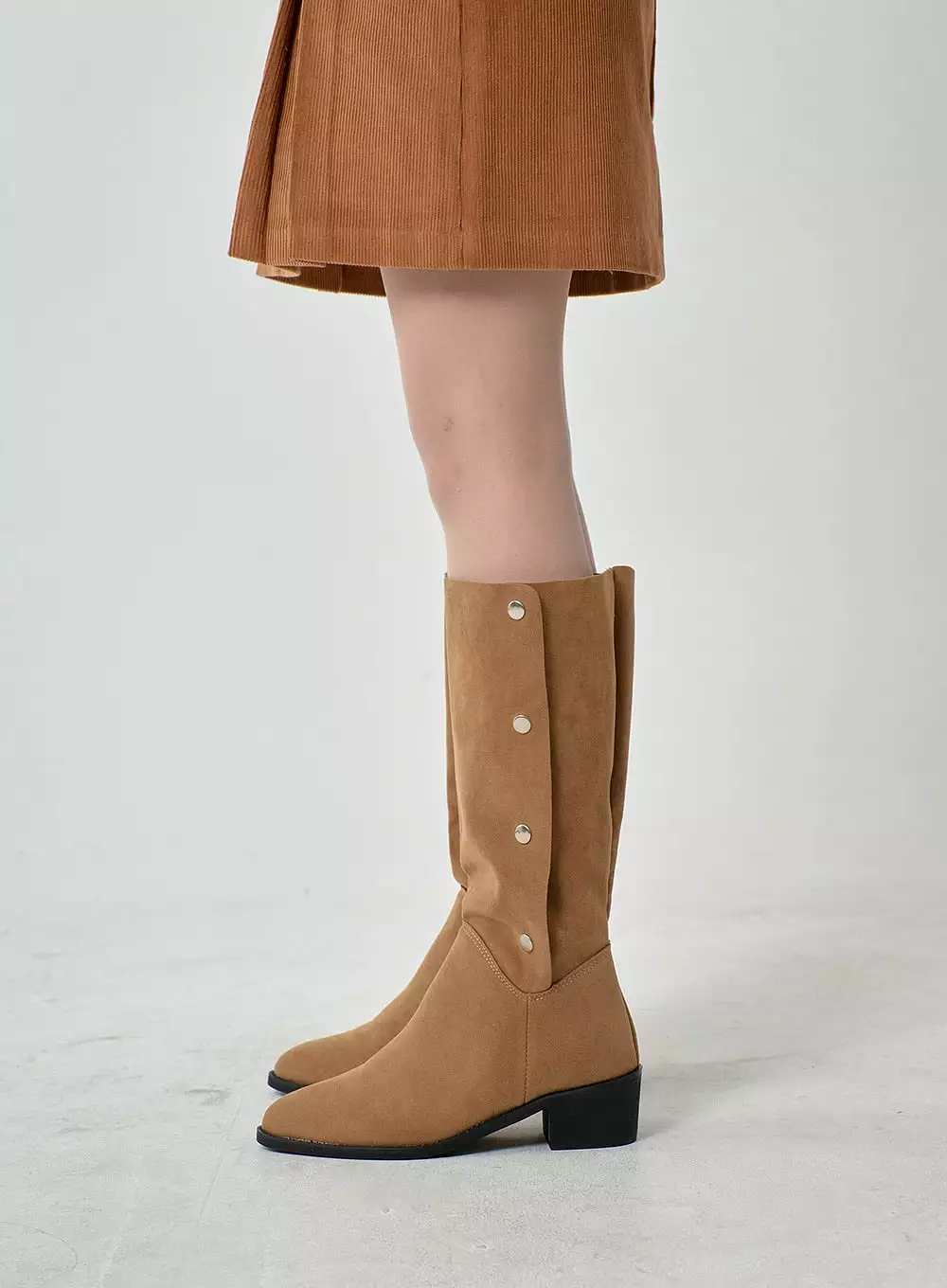 Pointed Toe Button Mid-Calf Boots ON17