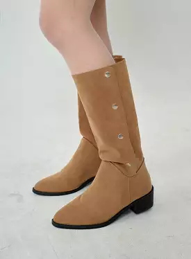 Pointed Toe Button Mid-Calf Boots ON17