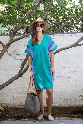 PONCHO DRESS // TEAL + LILAC