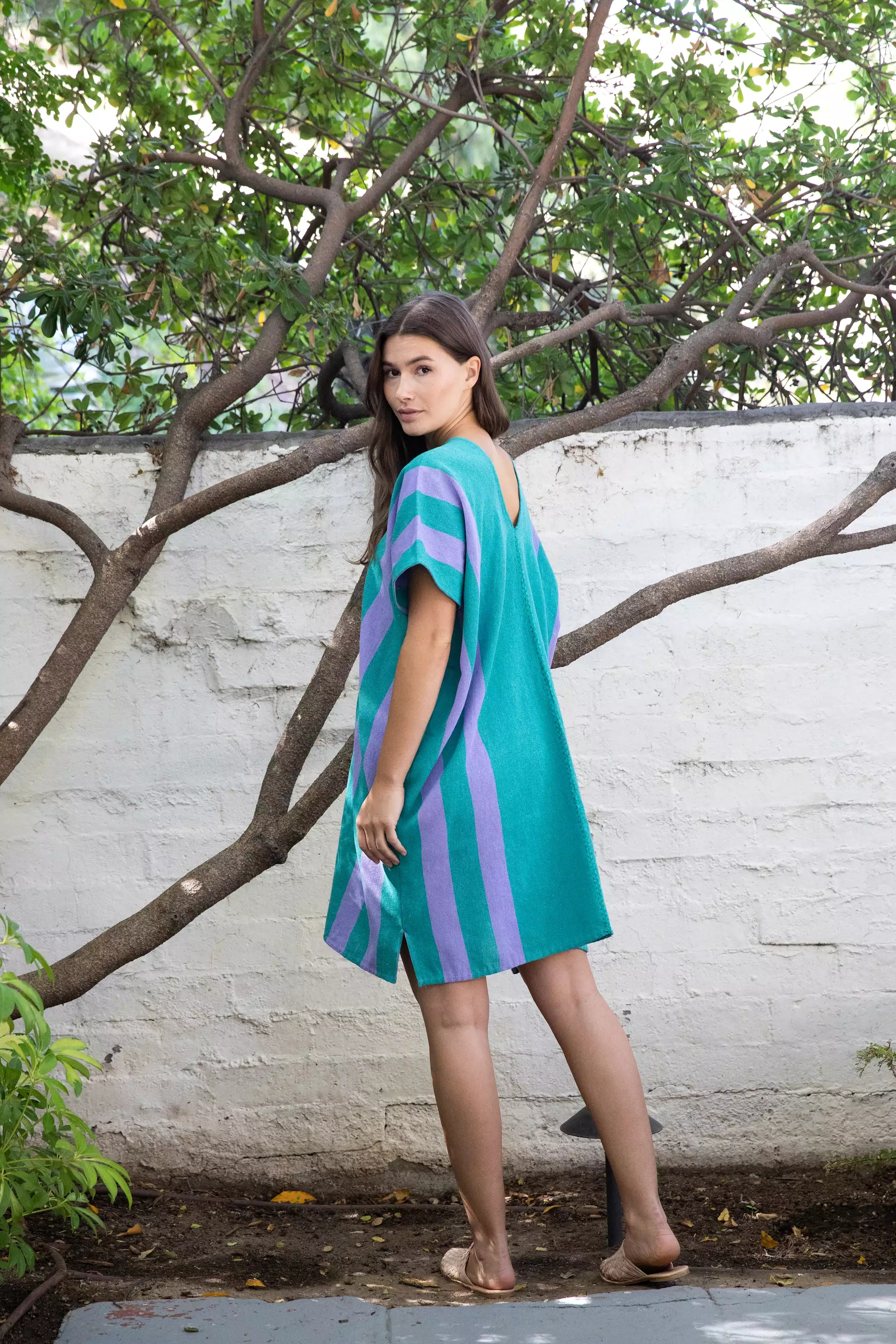 PONCHO DRESS // TEAL + LILAC