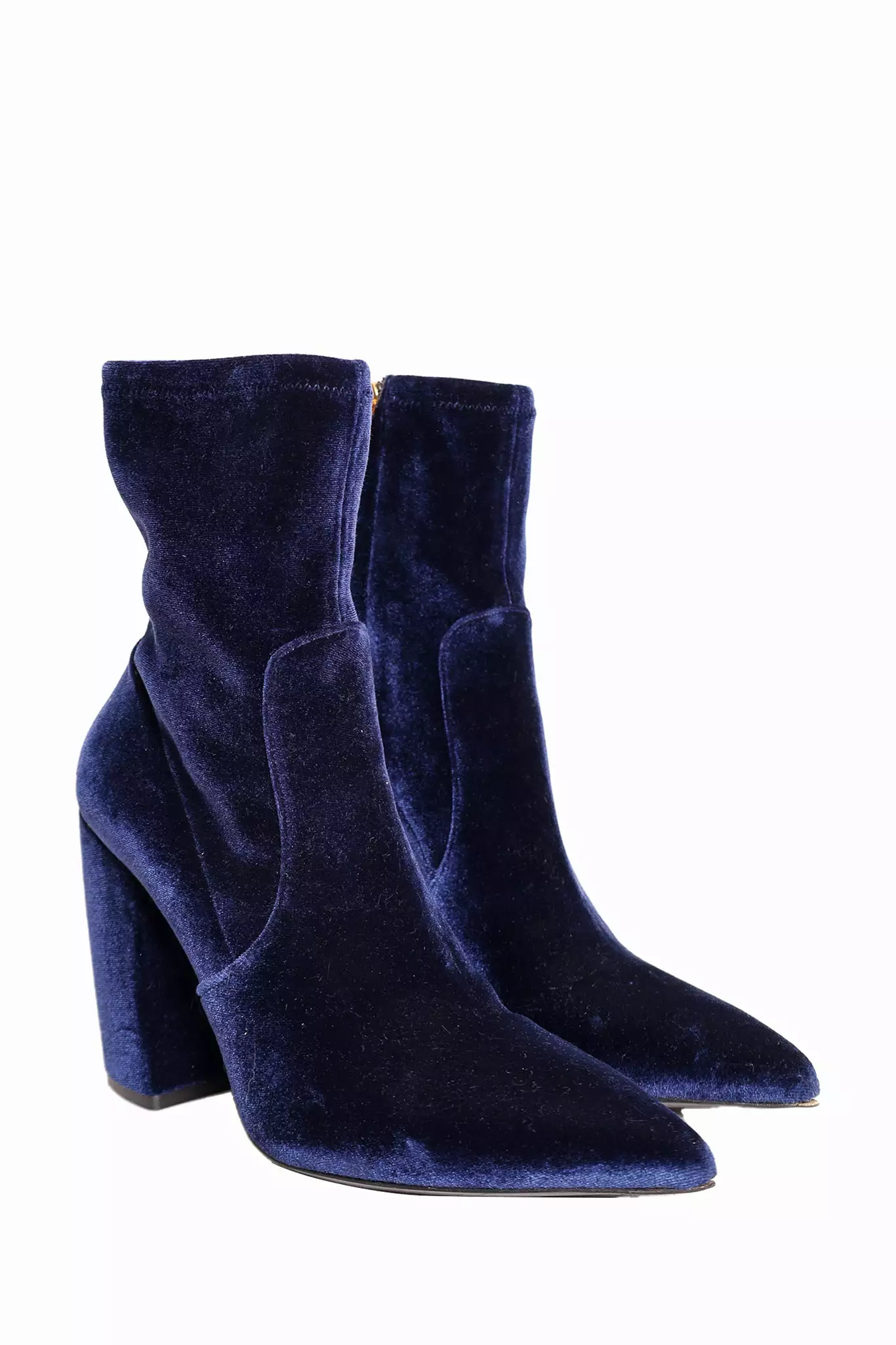 Prada Royal Blue Velvet Socks Pointy Toe Ankle Boots Size 38.5