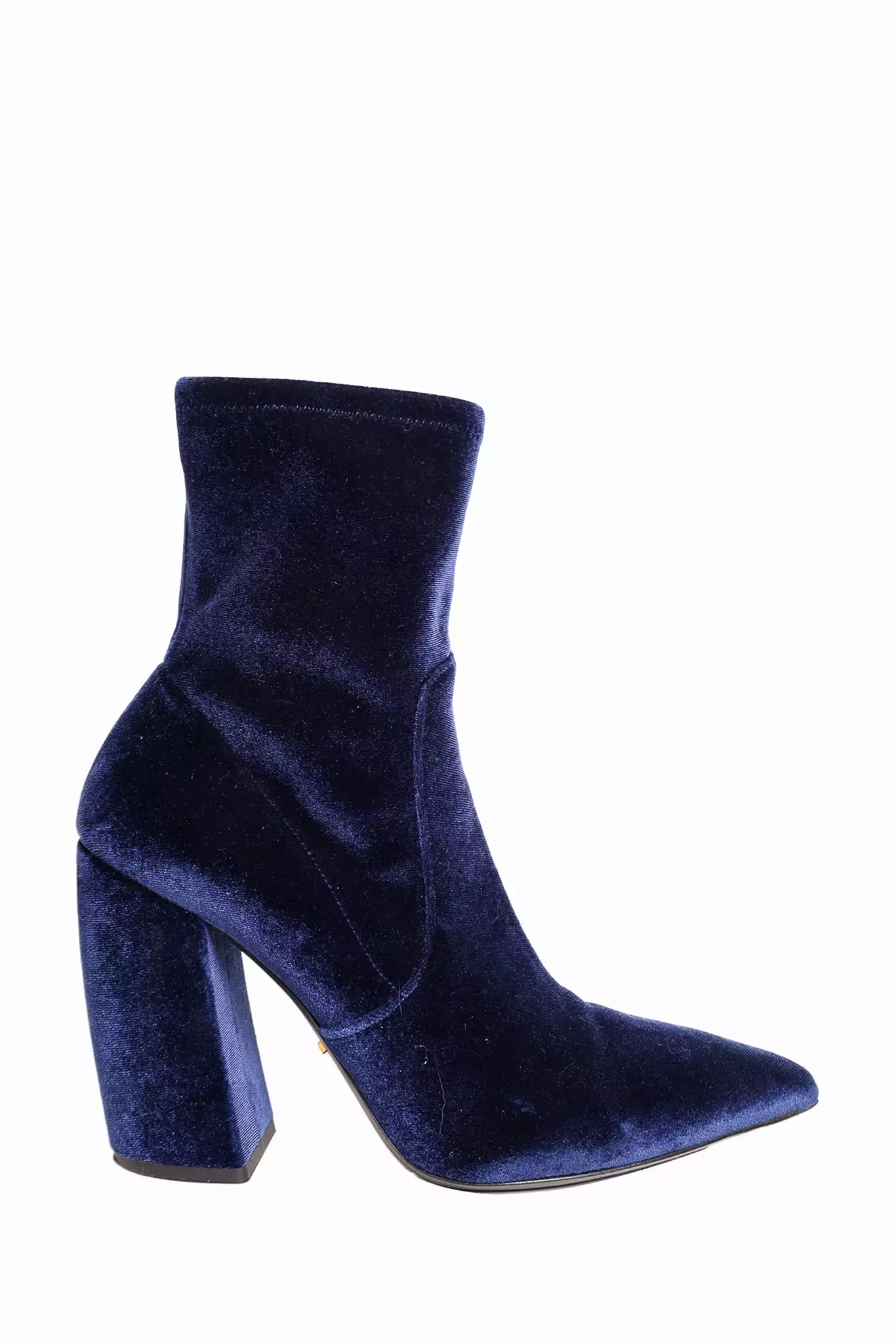 Prada Royal Blue Velvet Socks Pointy Toe Ankle Boots Size 38.5