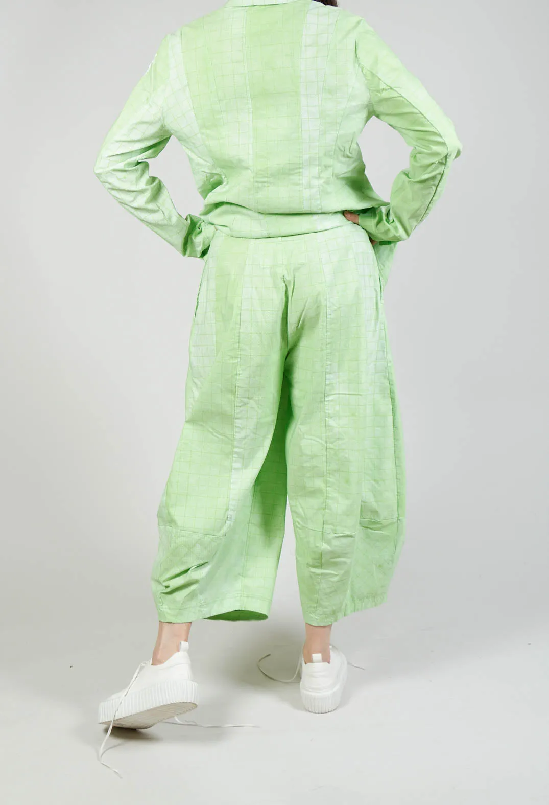 Pull On Balloon Style Trousers in Placed Lime Print