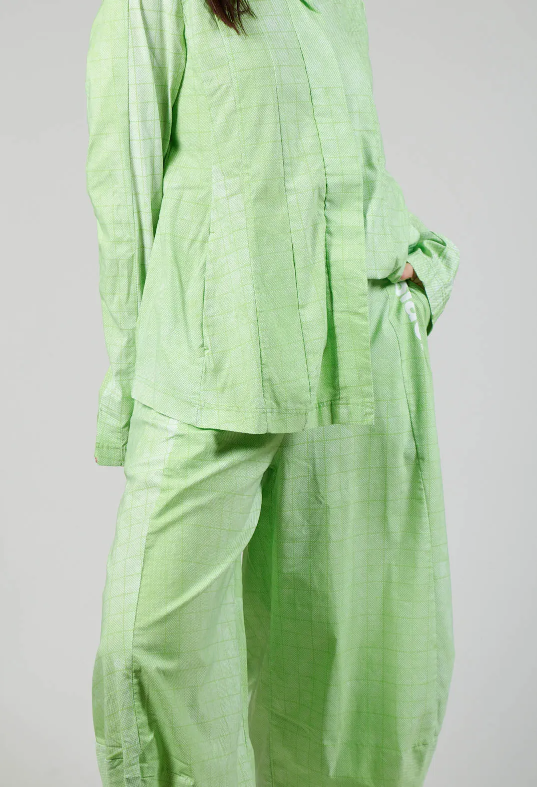 Pull On Balloon Style Trousers in Placed Lime Print