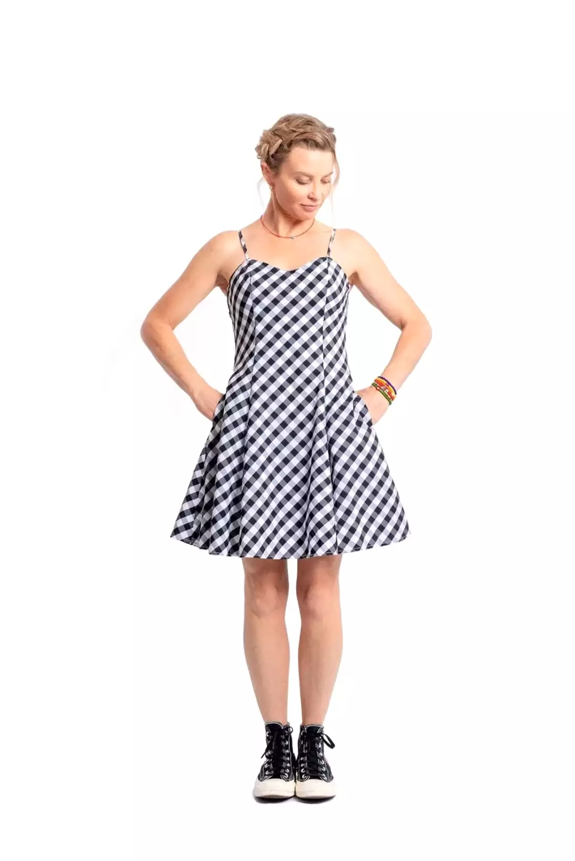 Punkwasp Skater Dress - Black & White Gingham