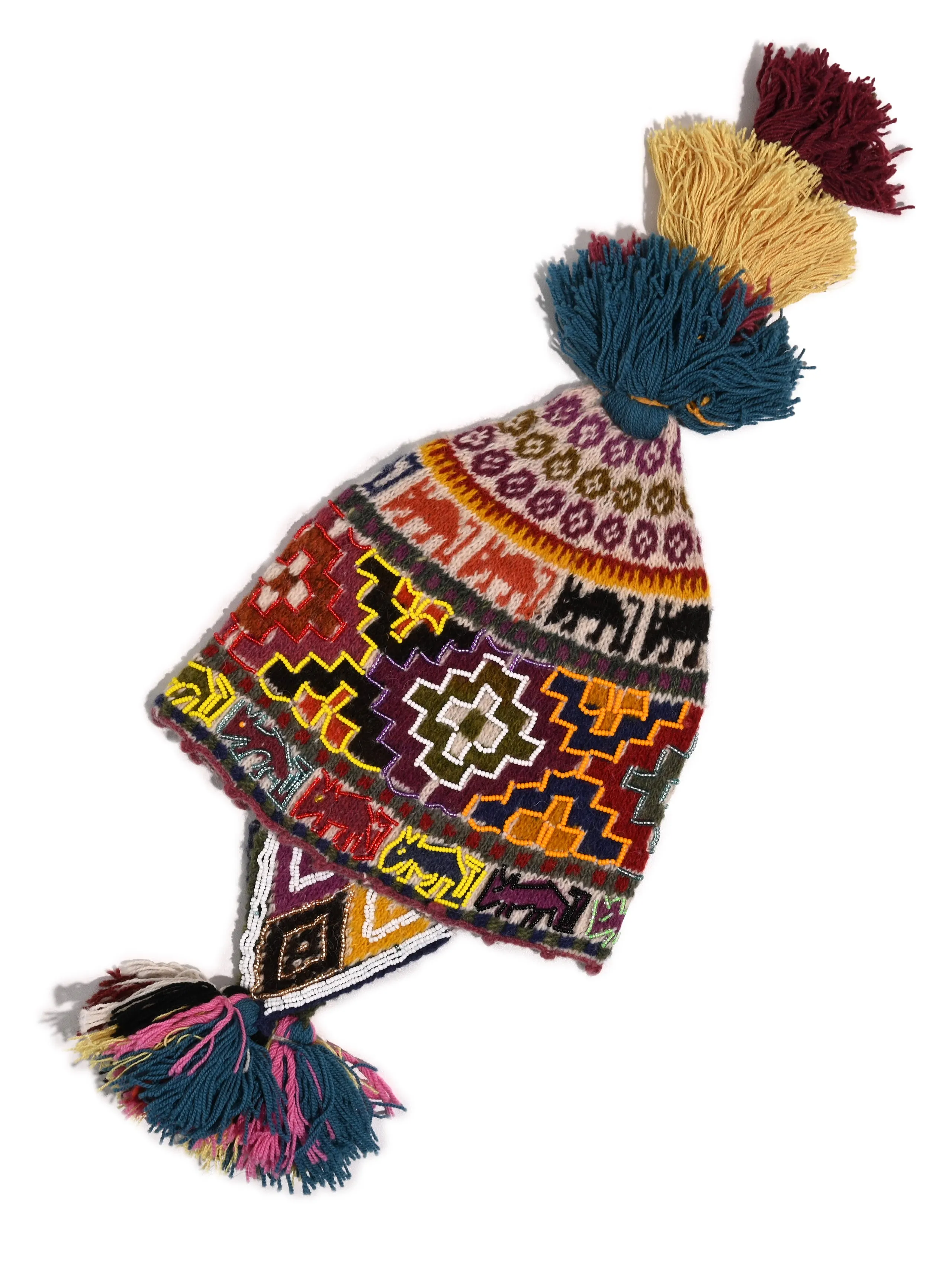 Q'ero Andean Ch'ullo Cap - Beaded, Ceremonial