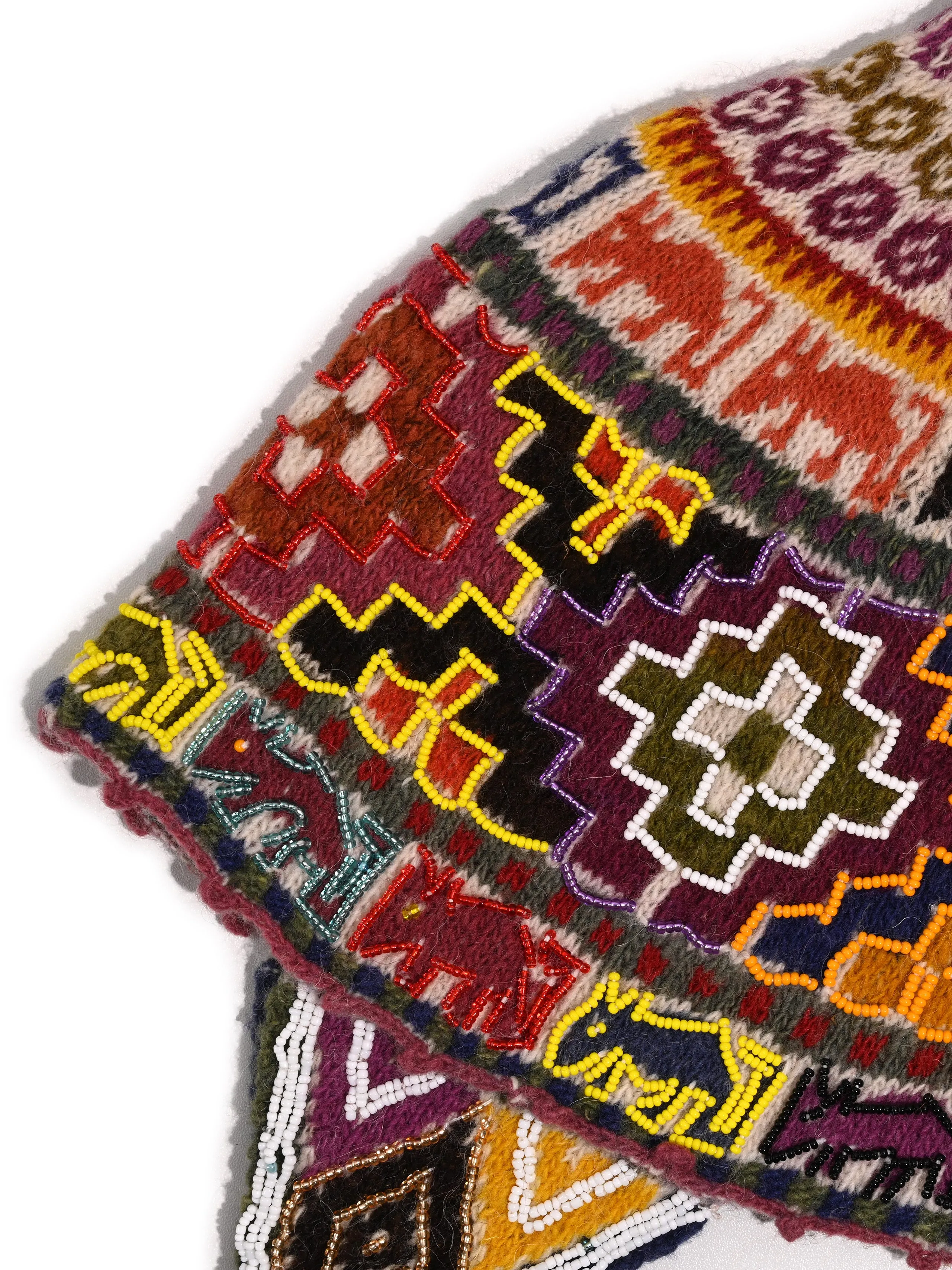 Q'ero Andean Ch'ullo Cap - Beaded, Ceremonial