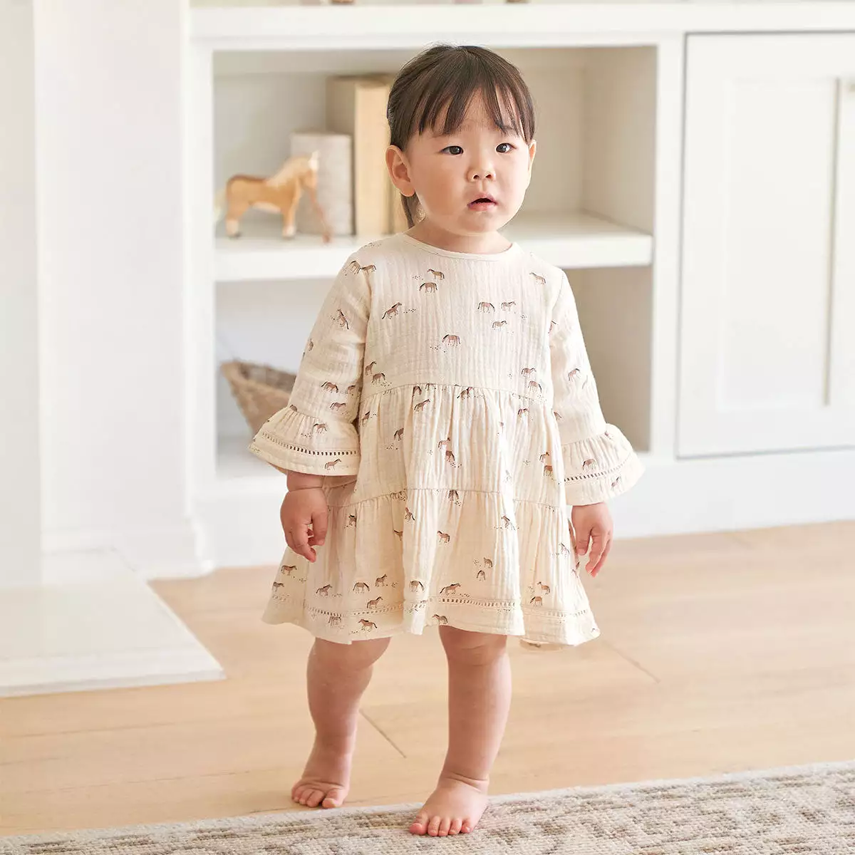 Quincy Mae Belle Dress - Horses - Natural