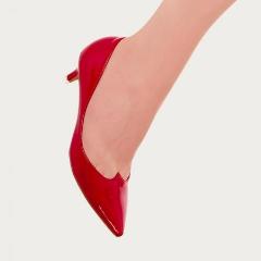 Red Patent Kitten Heel Pumps