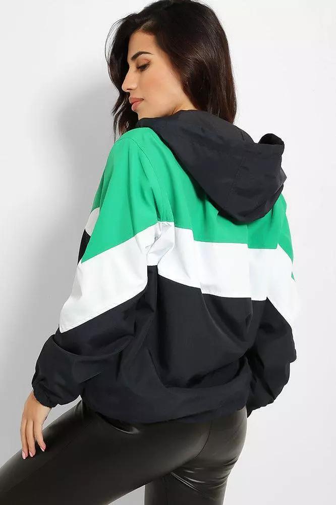 Retro Style Colour Block Zipped Windbreaker