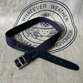 SAMPLE SALE - WEBBING AND LEATHER BELT - NAVY / NAVY