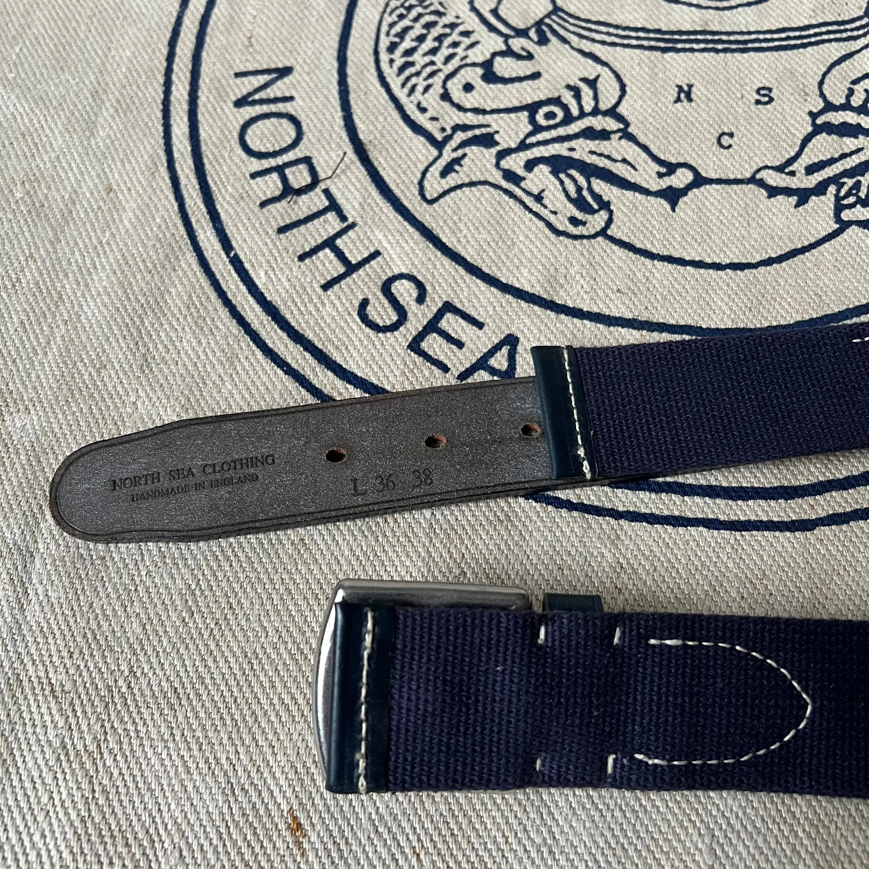 SAMPLE SALE - WEBBING AND LEATHER BELT - NAVY / NAVY