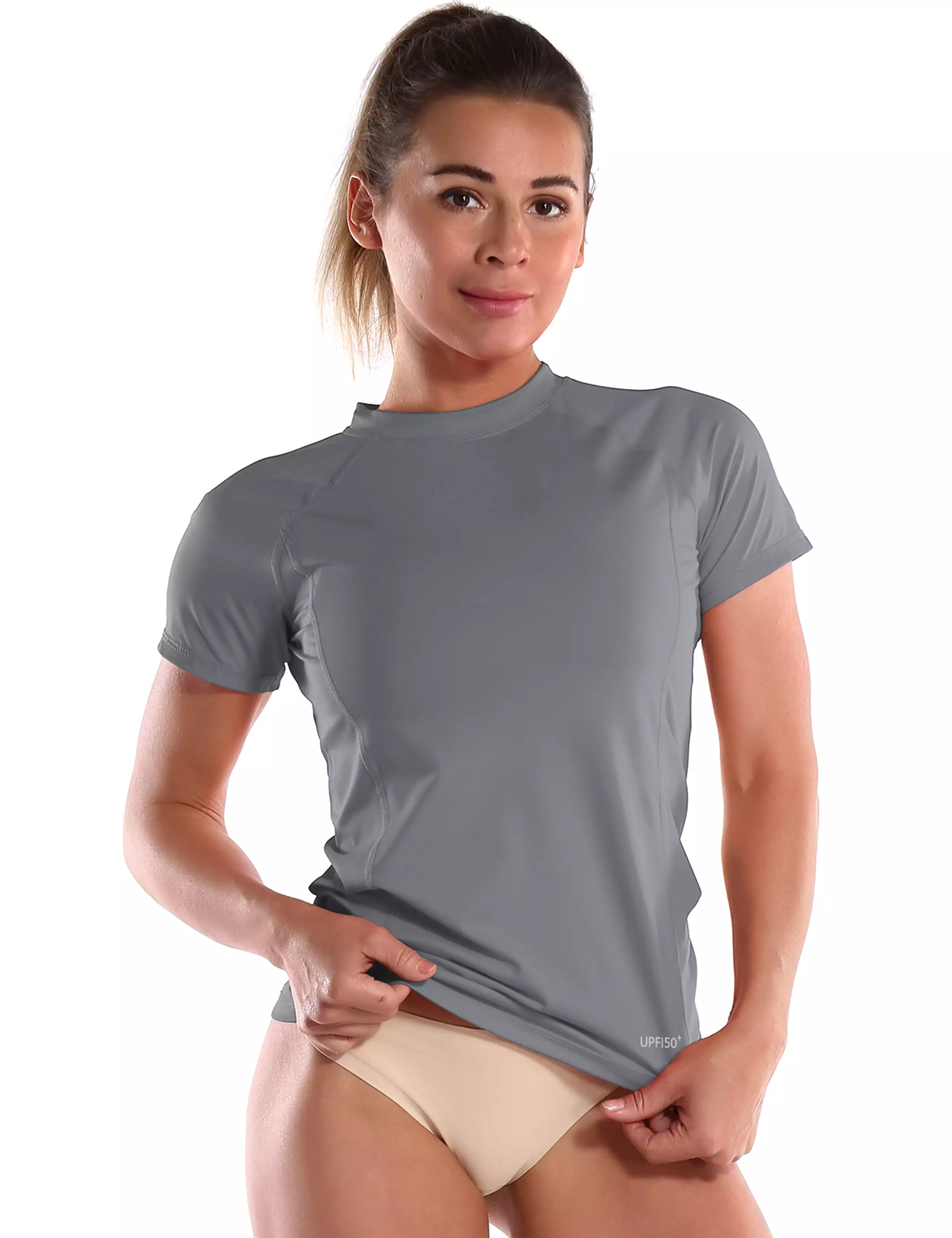 Short Sleeve UPF 50+Rashguard gray_yogastudio