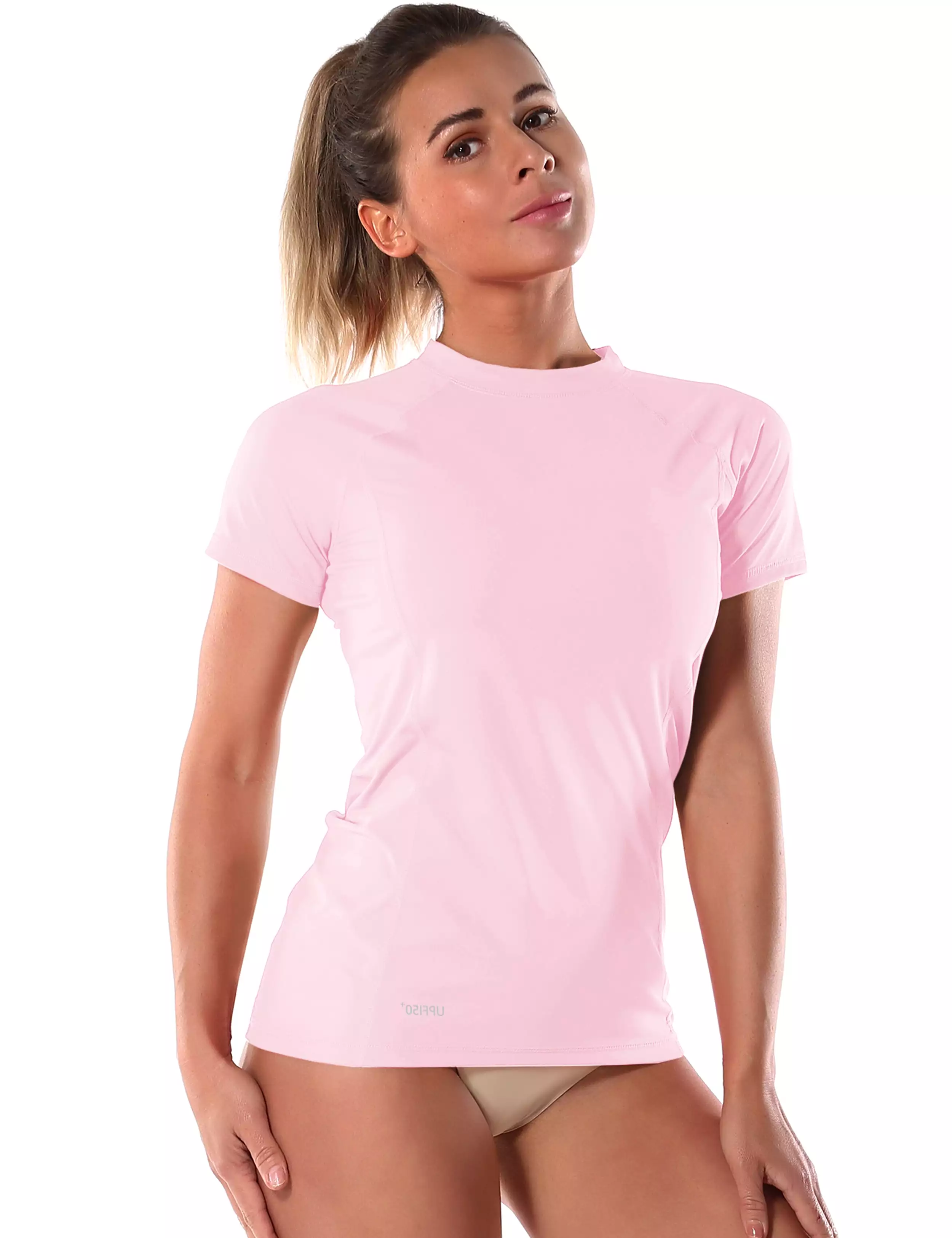 Short Sleeve UPF 50+Rashguard lightpink_yogastudio