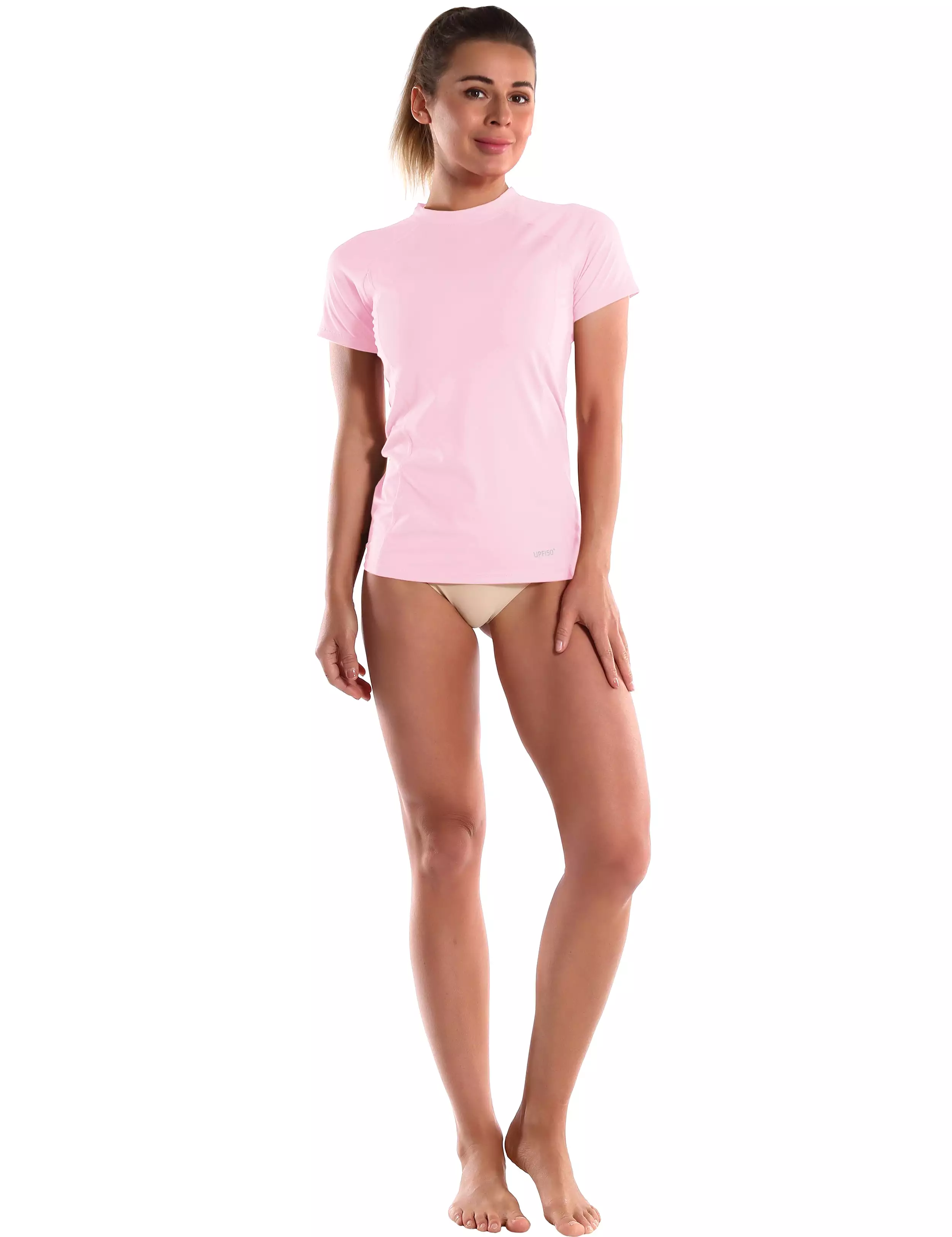 Short Sleeve UPF 50+Rashguard lightpink_yogastudio