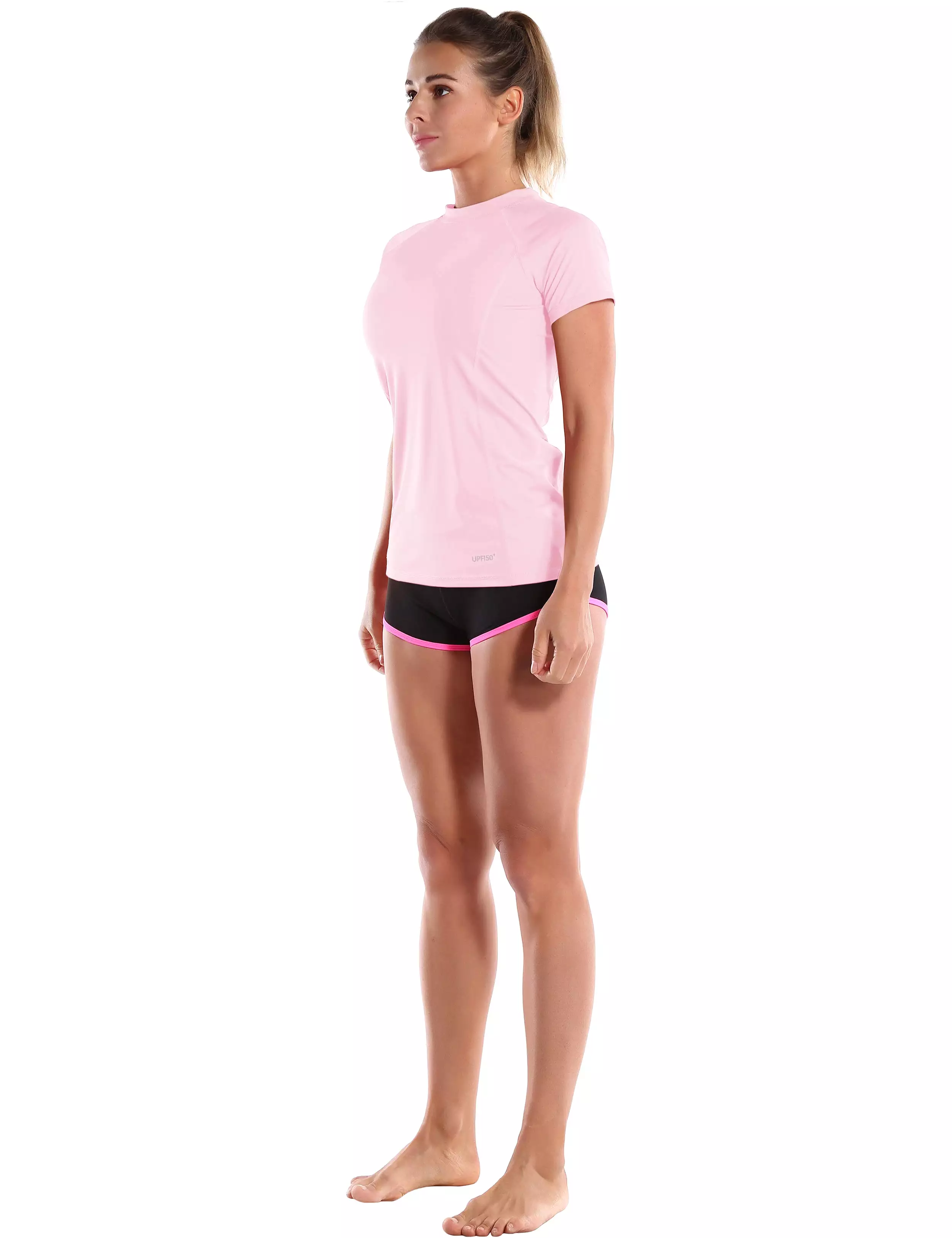 Short Sleeve UPF 50+Rashguard lightpink_yogastudio