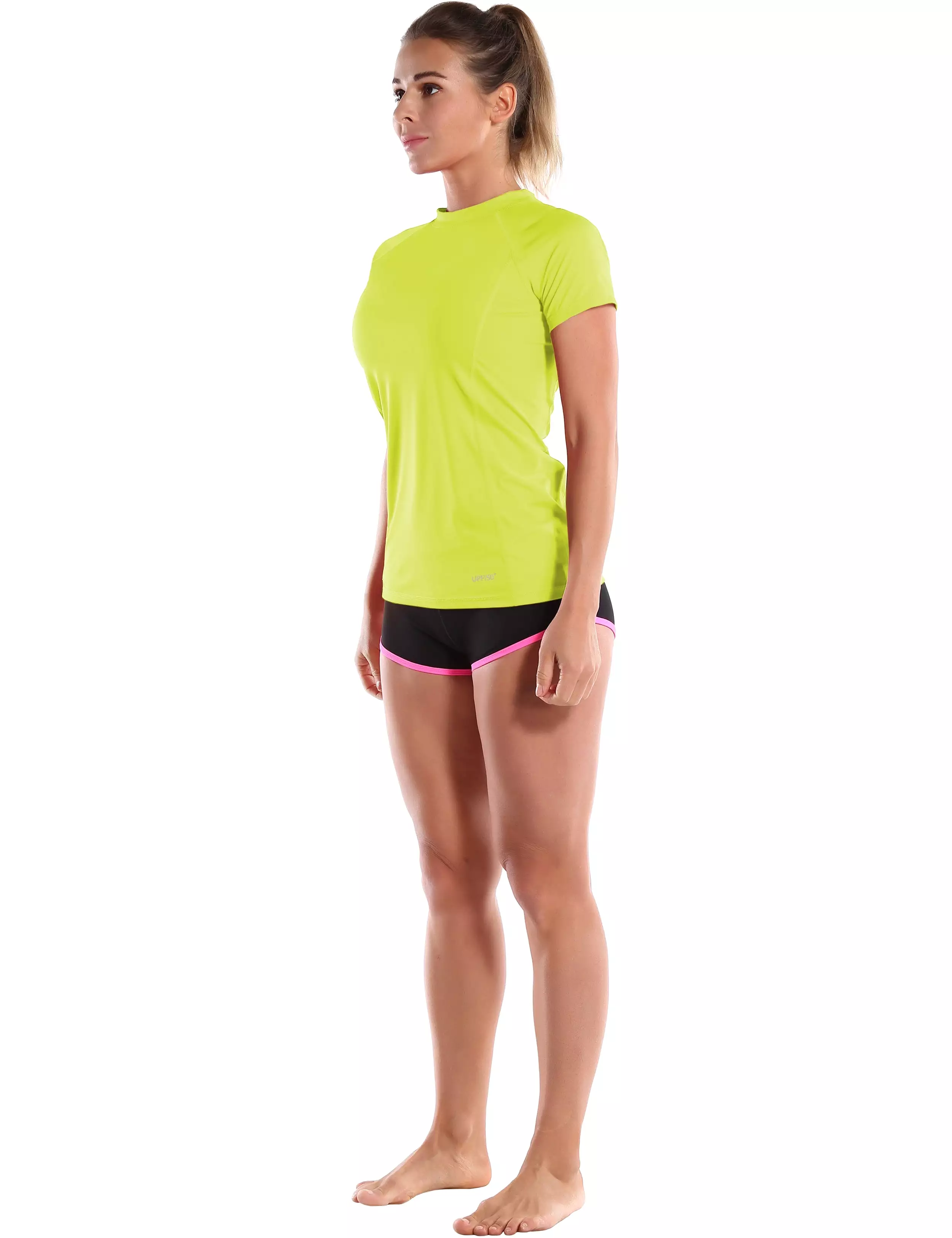 Short Sleeve UPF 50+Rashguard neonyellow_yogastudio