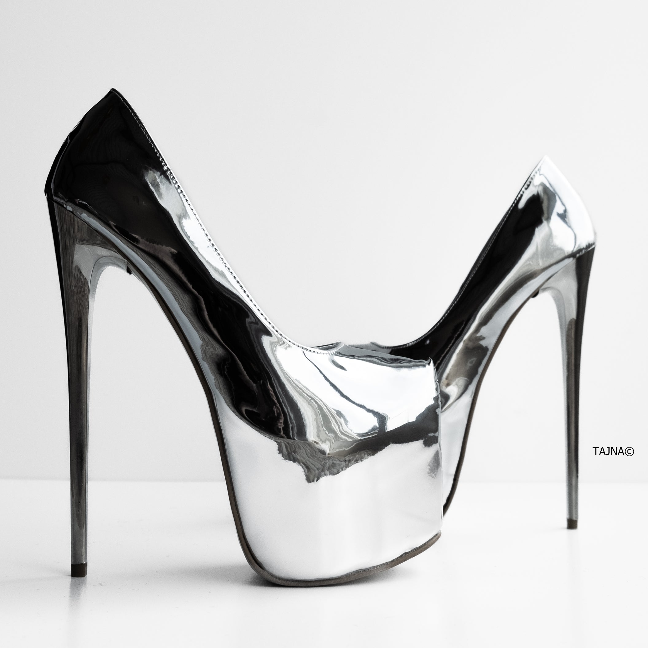 Silver Mirror Metallic Heel High Heel Pumps