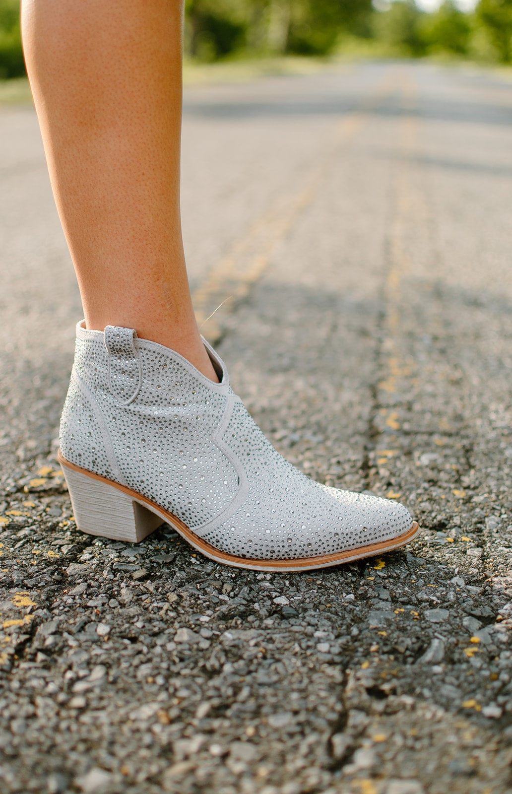 Silver Rhinestone Western Bootie