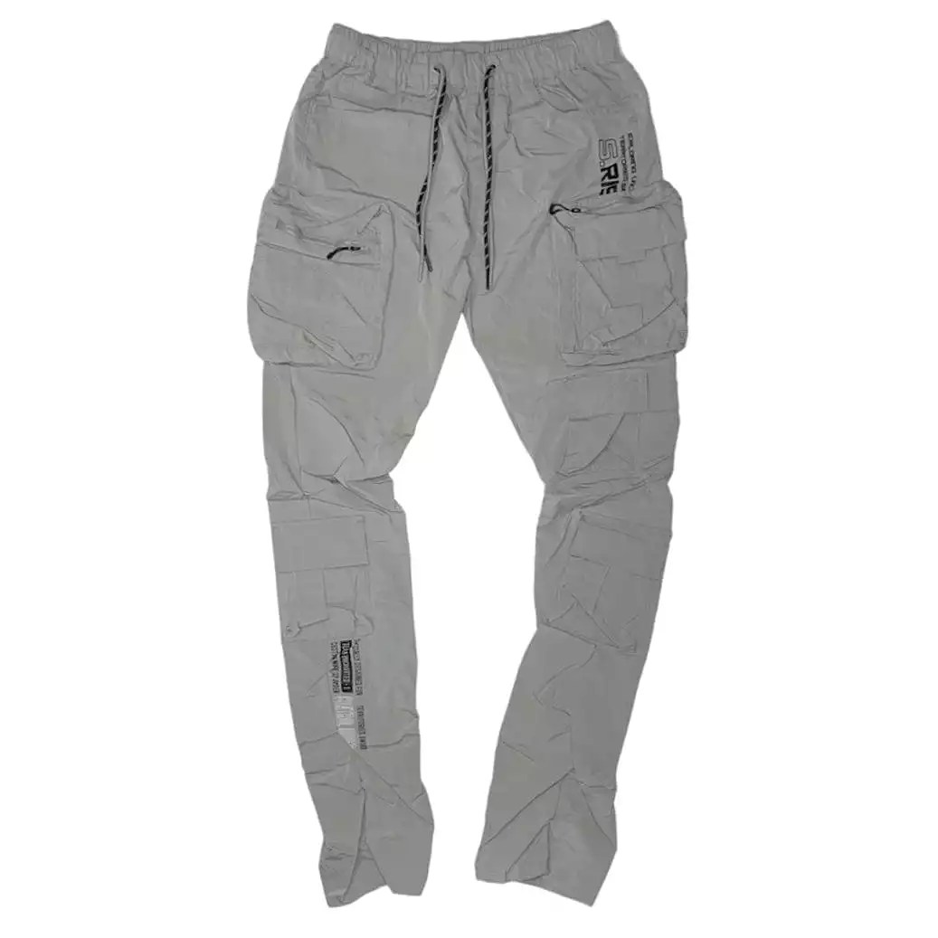 Smoke Rise Cargo Stacked Windbreaker Utility Pants (Light Grey) WP23586