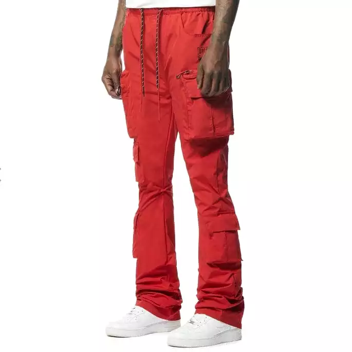 Smoke Rise Cargo Stacked Windbreaker Utility Pants (Red) WP23586