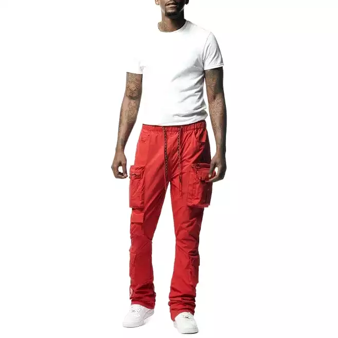 Smoke Rise Cargo Stacked Windbreaker Utility Pants (Red) WP23586