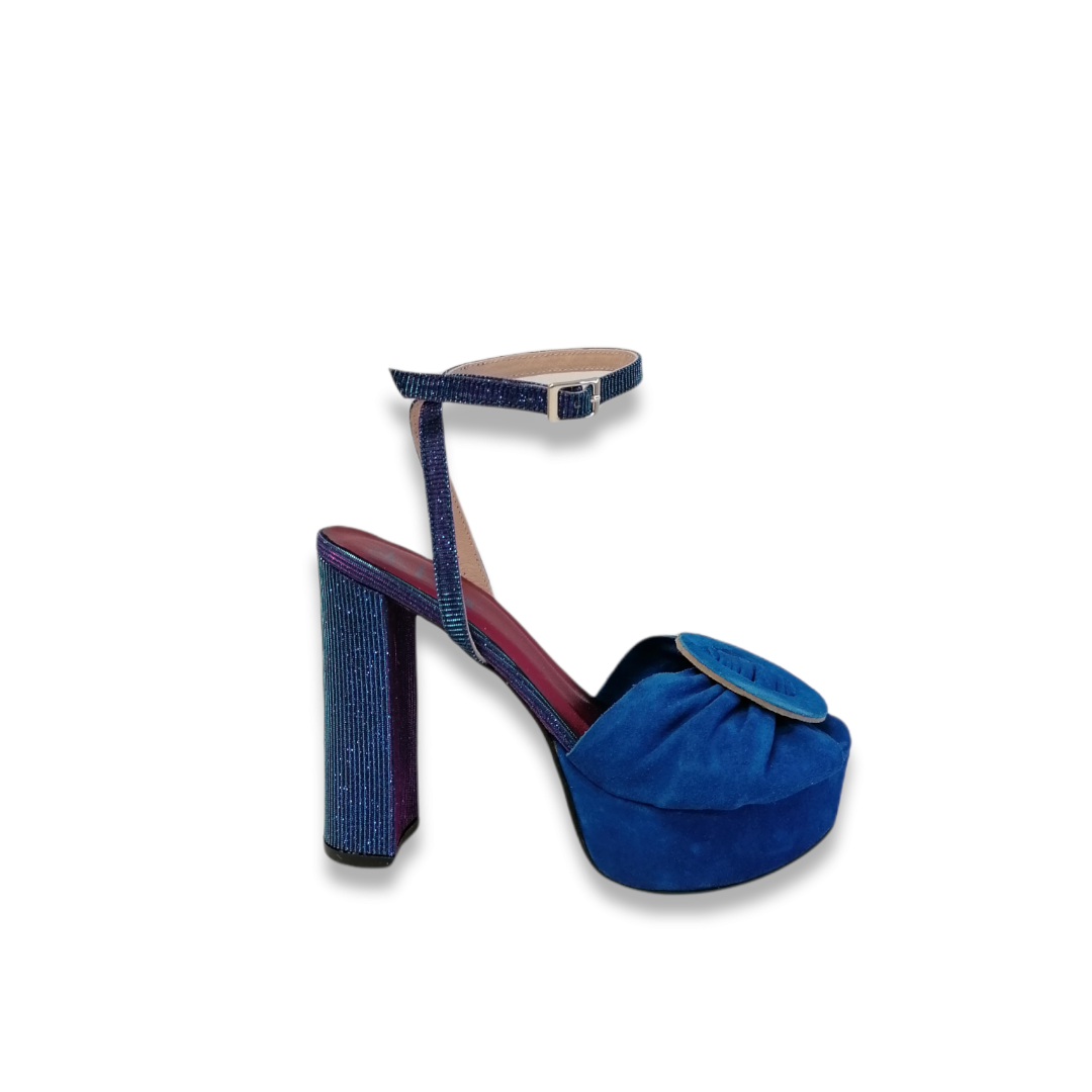 SOLANGE ROYAL BLUE SUEDE PLATFORM HEELS (13,5C