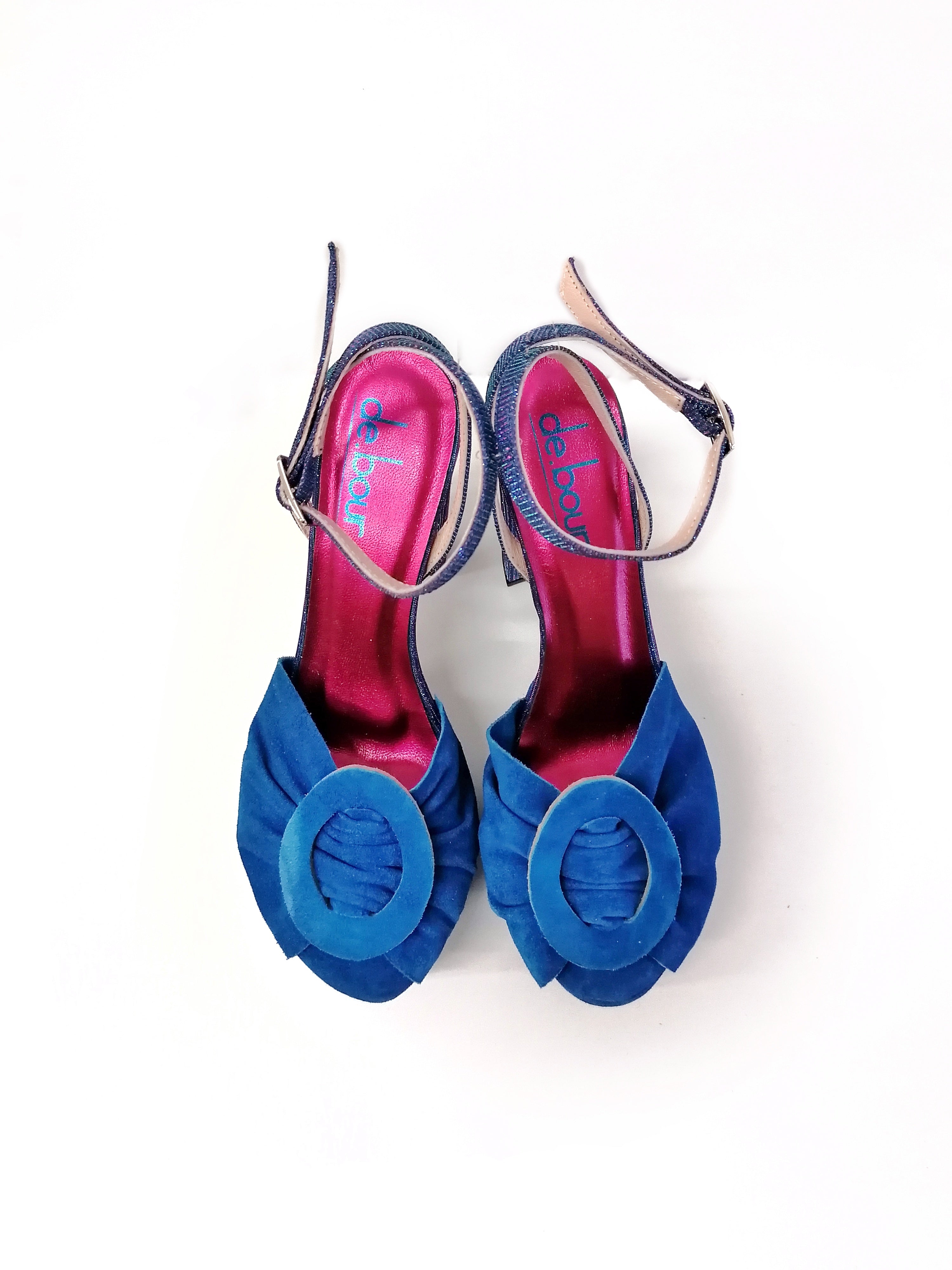 SOLANGE ROYAL BLUE SUEDE PLATFORM HEELS (13,5C