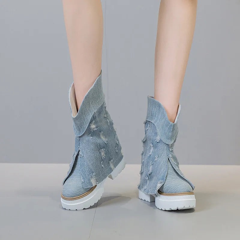 Spring Silhouette Denim Boots