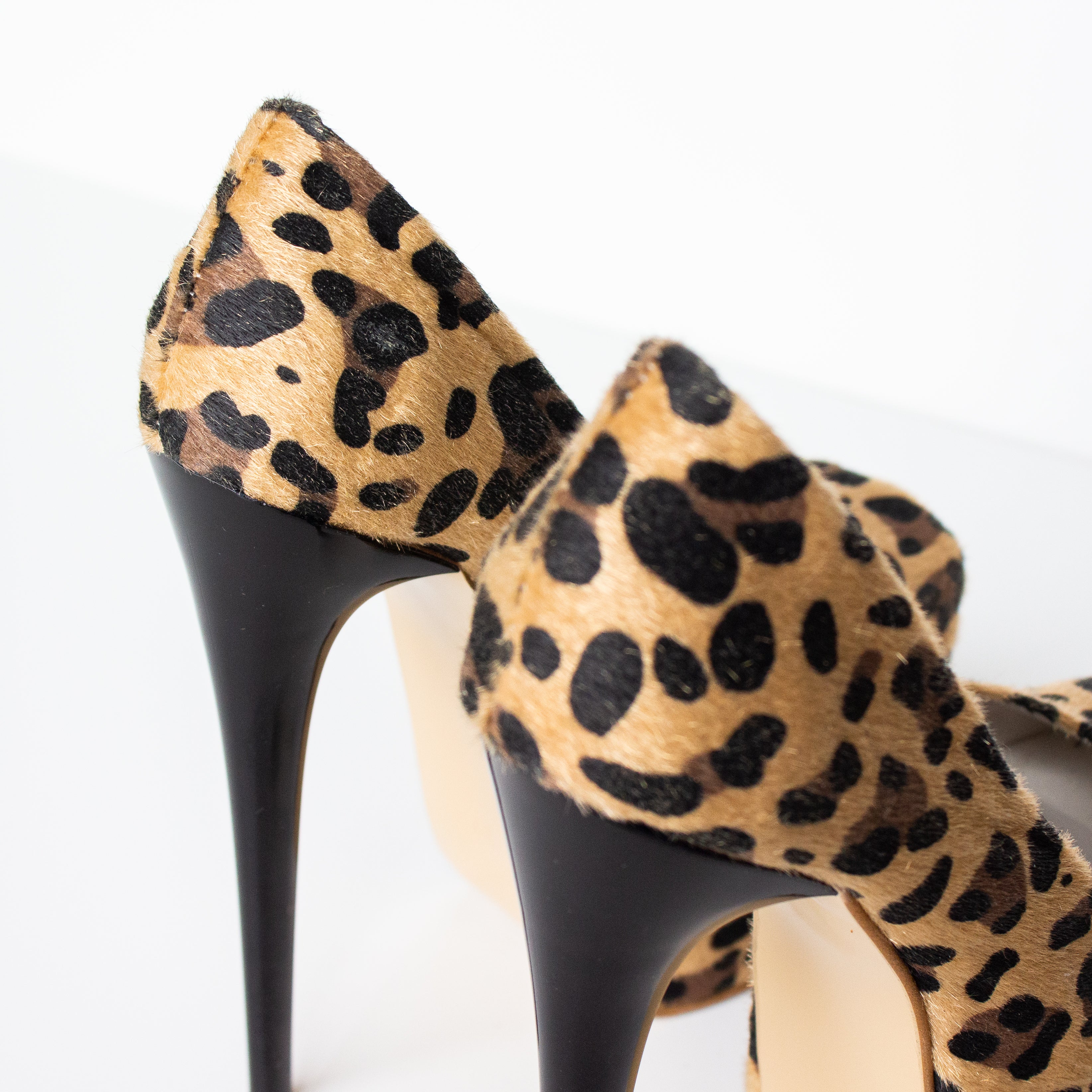 Square Toe Platform High Heel Pumps Leopard