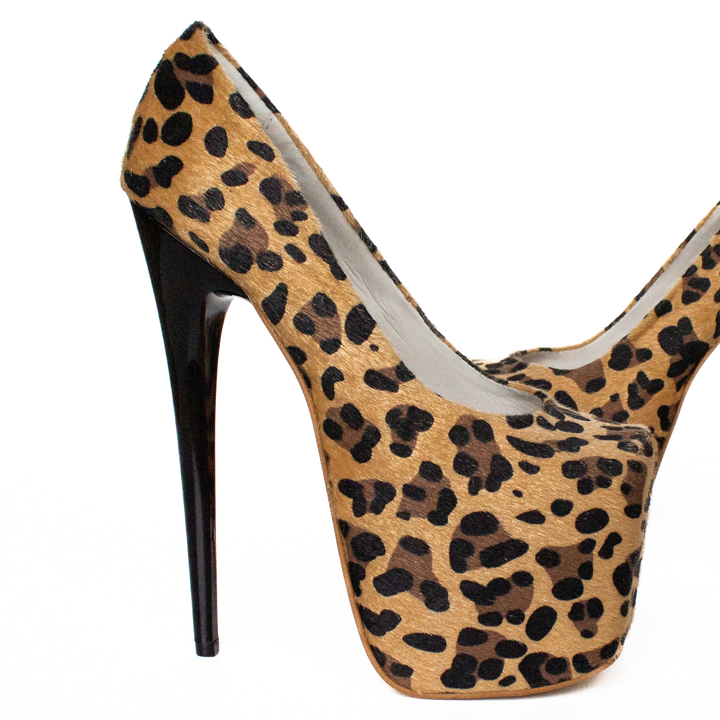 Square Toe Platform High Heel Pumps Leopard