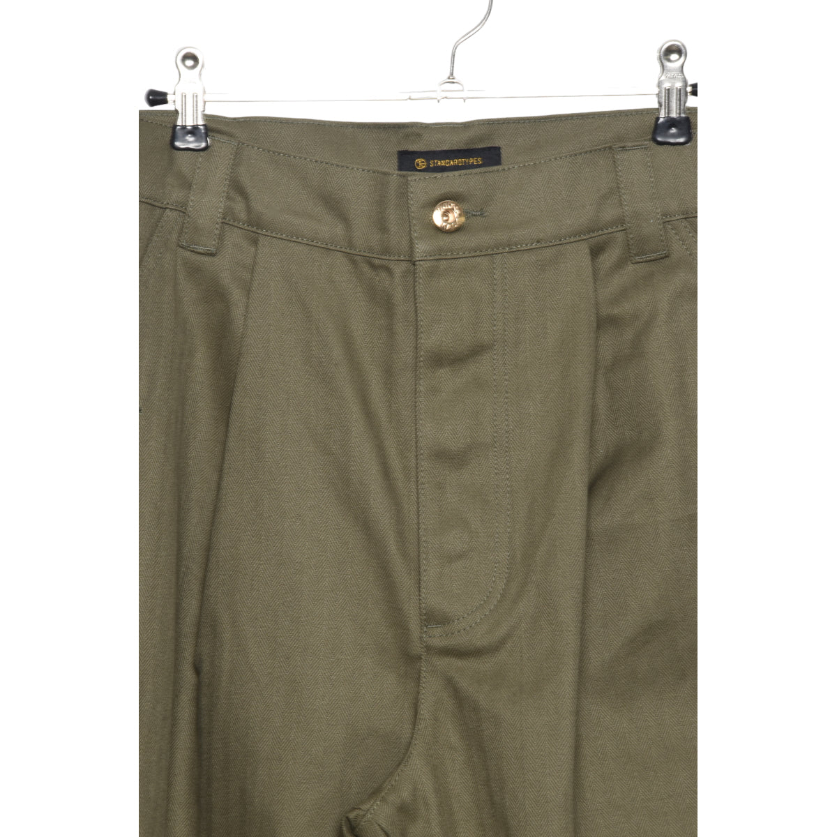 Standardtypes Naval Button Pants olive herringbone ST048