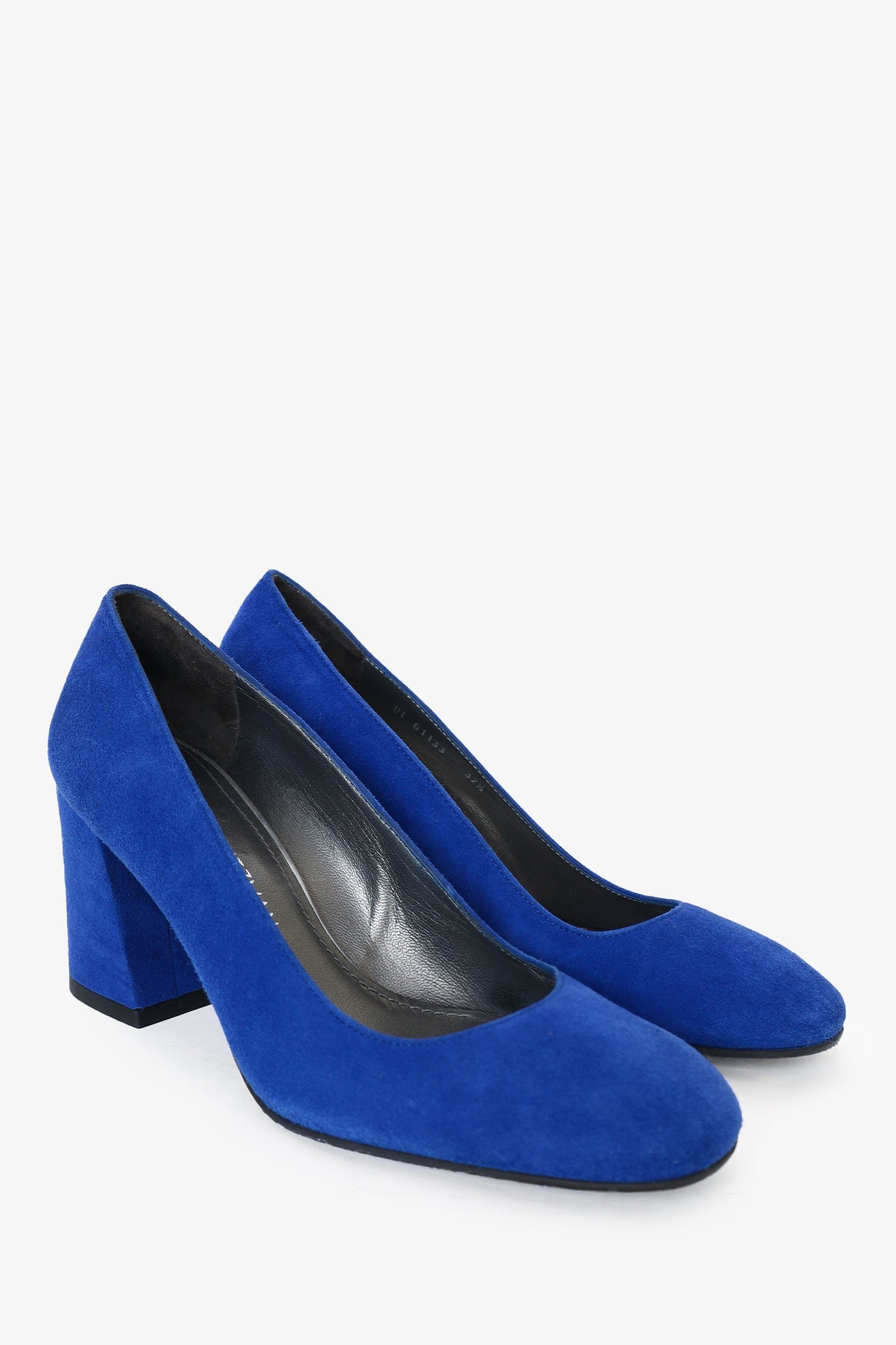 Stuart Weitzman Blue Suede Round Toe Heels Size 37.5